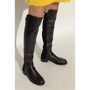 Stuart Weitzman 5050 Over The Knee Boots Pull On Grunge Leather Suede Black 6B